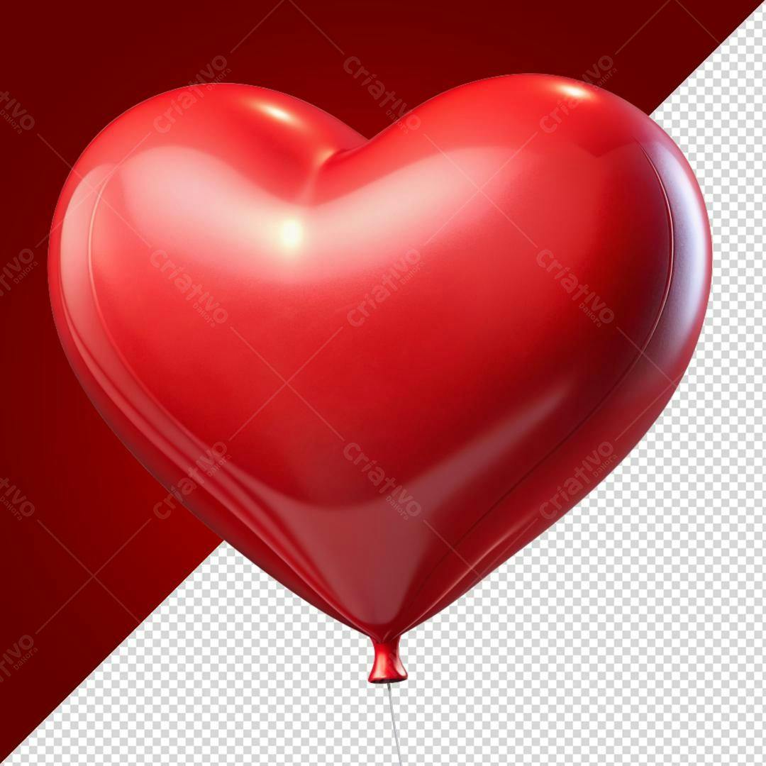 Icone Dia dos Namorados Balão em formato de coração PNG com fundo transparente
