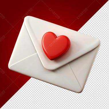 Envelope de carta branco com selo em forma de coração png