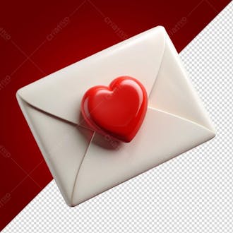 Envelope de carta branco com selo em forma de coração, png p
