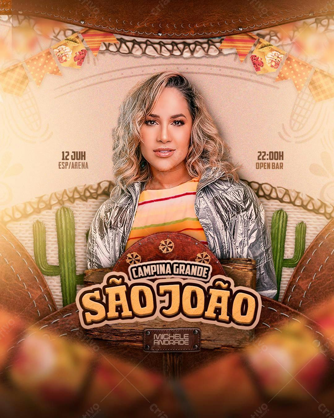 Flyer Festa Junina Campina Grande PSD Editável