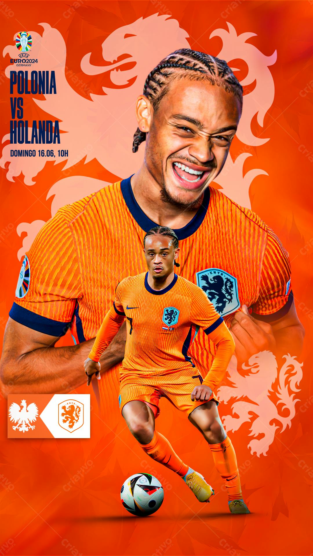 Flyer Polônia x Holanda PSD Editável