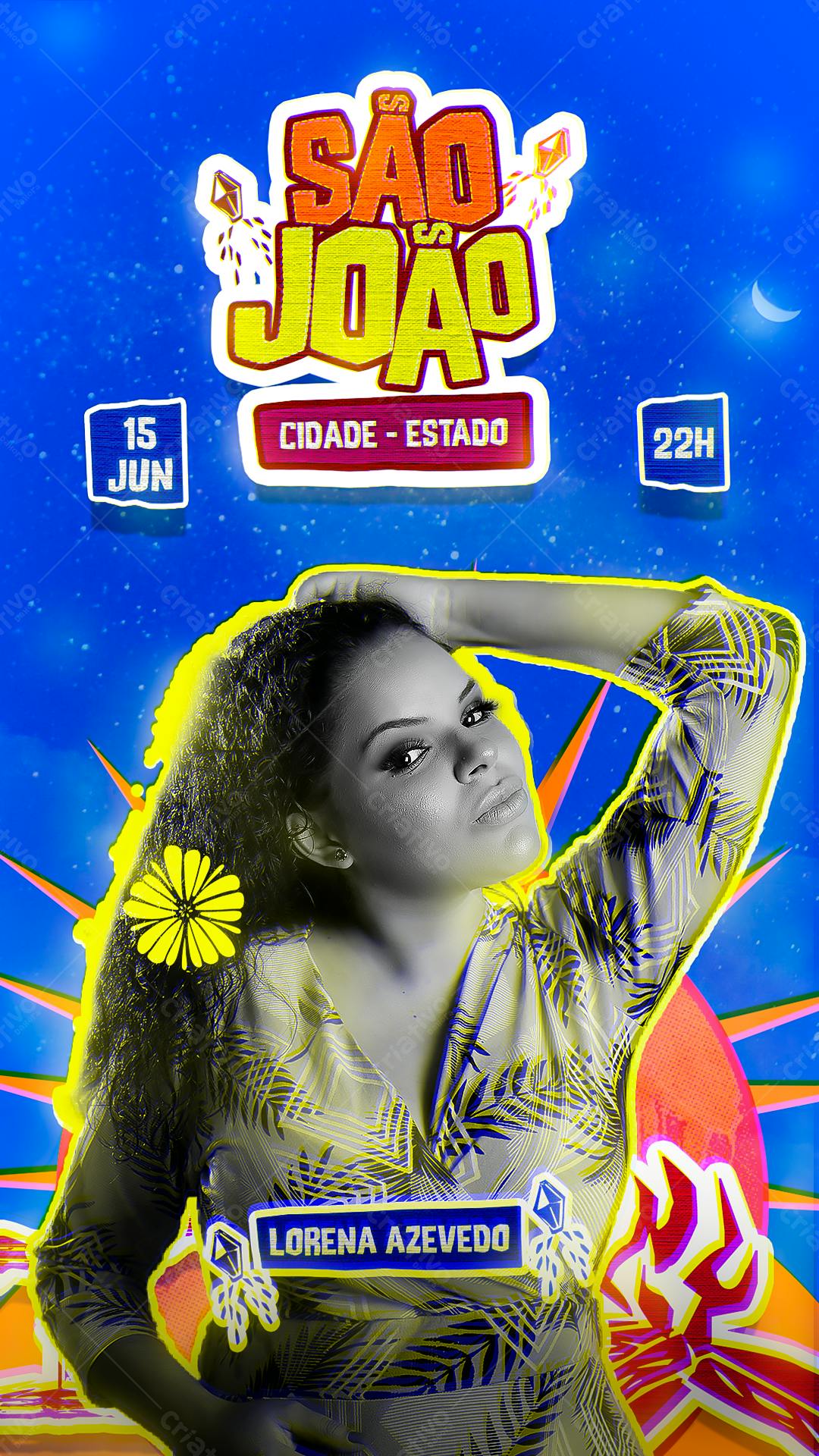 Flyer Festa Junina com Lorena Azevedo PSD Editável