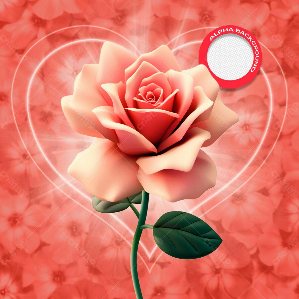 Fundo Romântico com Rosa PSD Editável