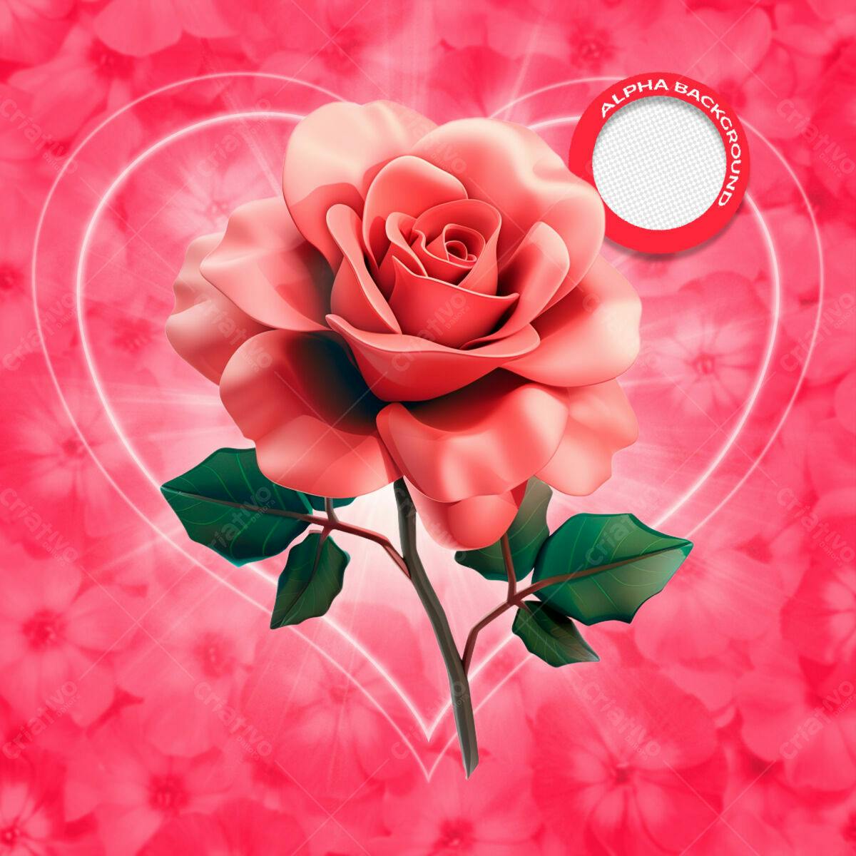 Convite Dia dos Namorados Rosa PSD Editável