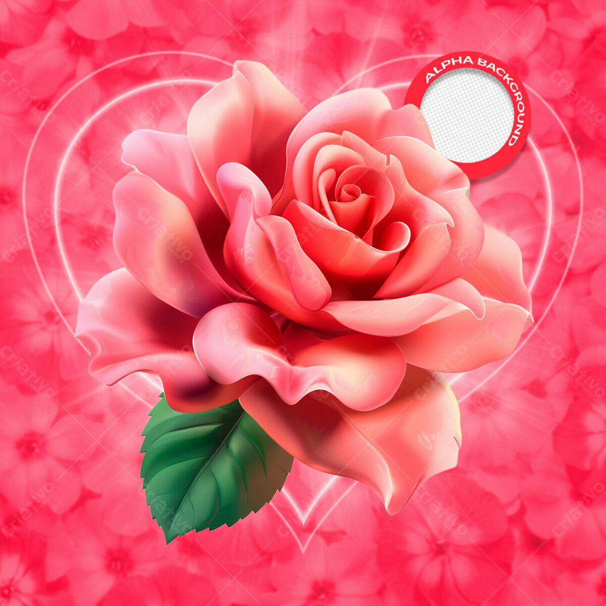 Background Romântico com Rosa PSD Editável