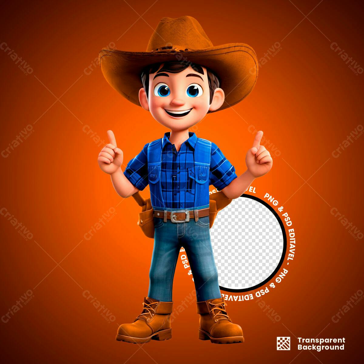 Mascote Fazendeiro PSD Editável