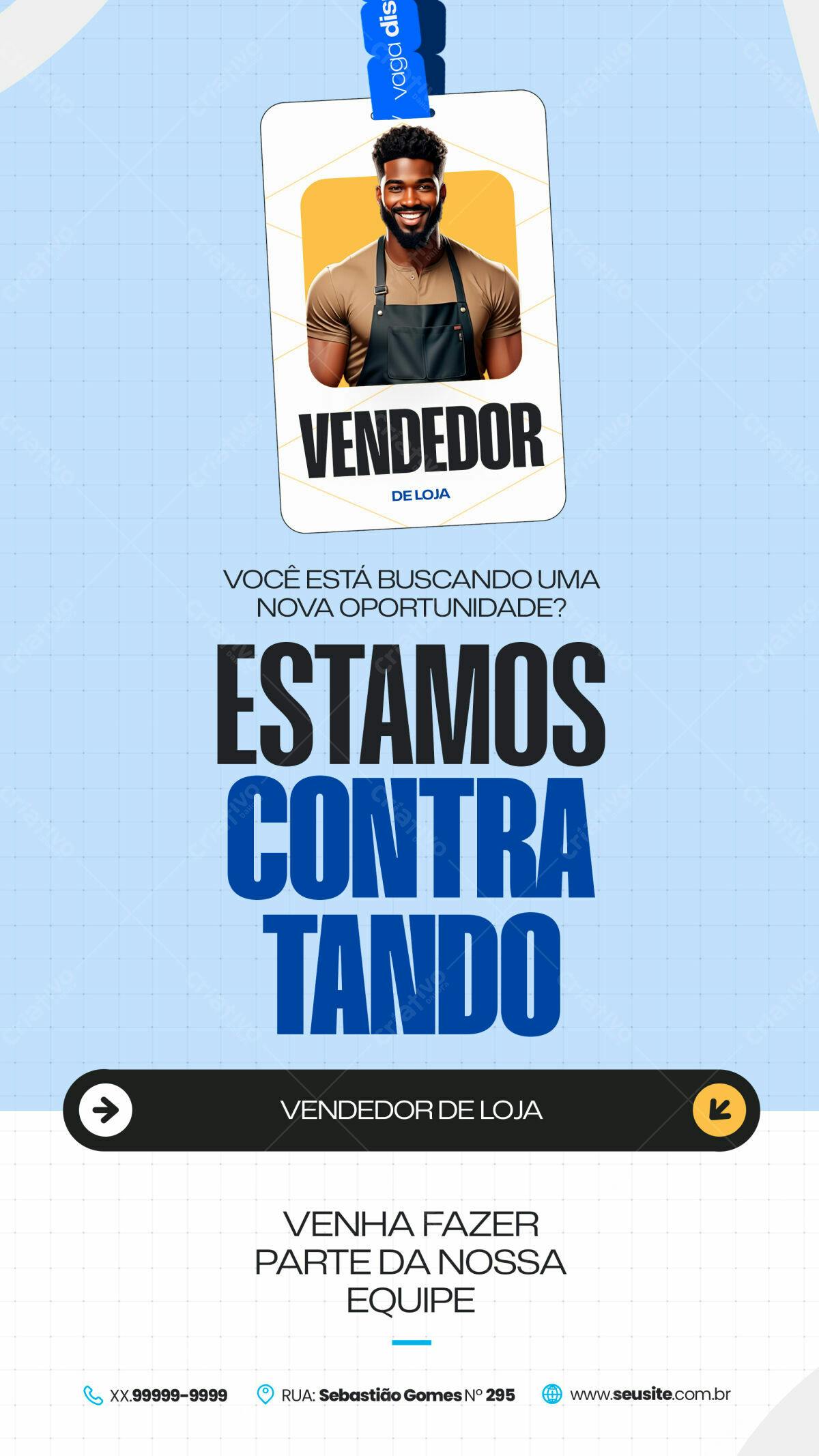 Cartão de Identificação para Vagas de Emprego PSD Editável