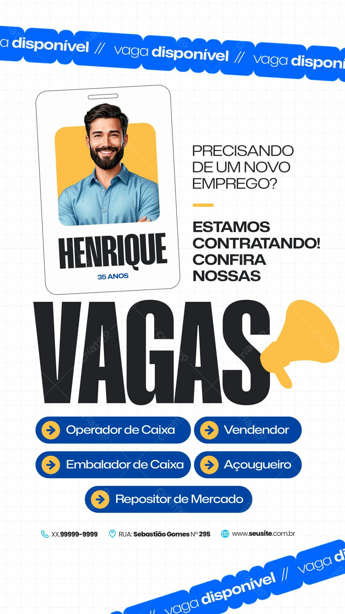 Flyer Vagas de Emprego PSD Editável