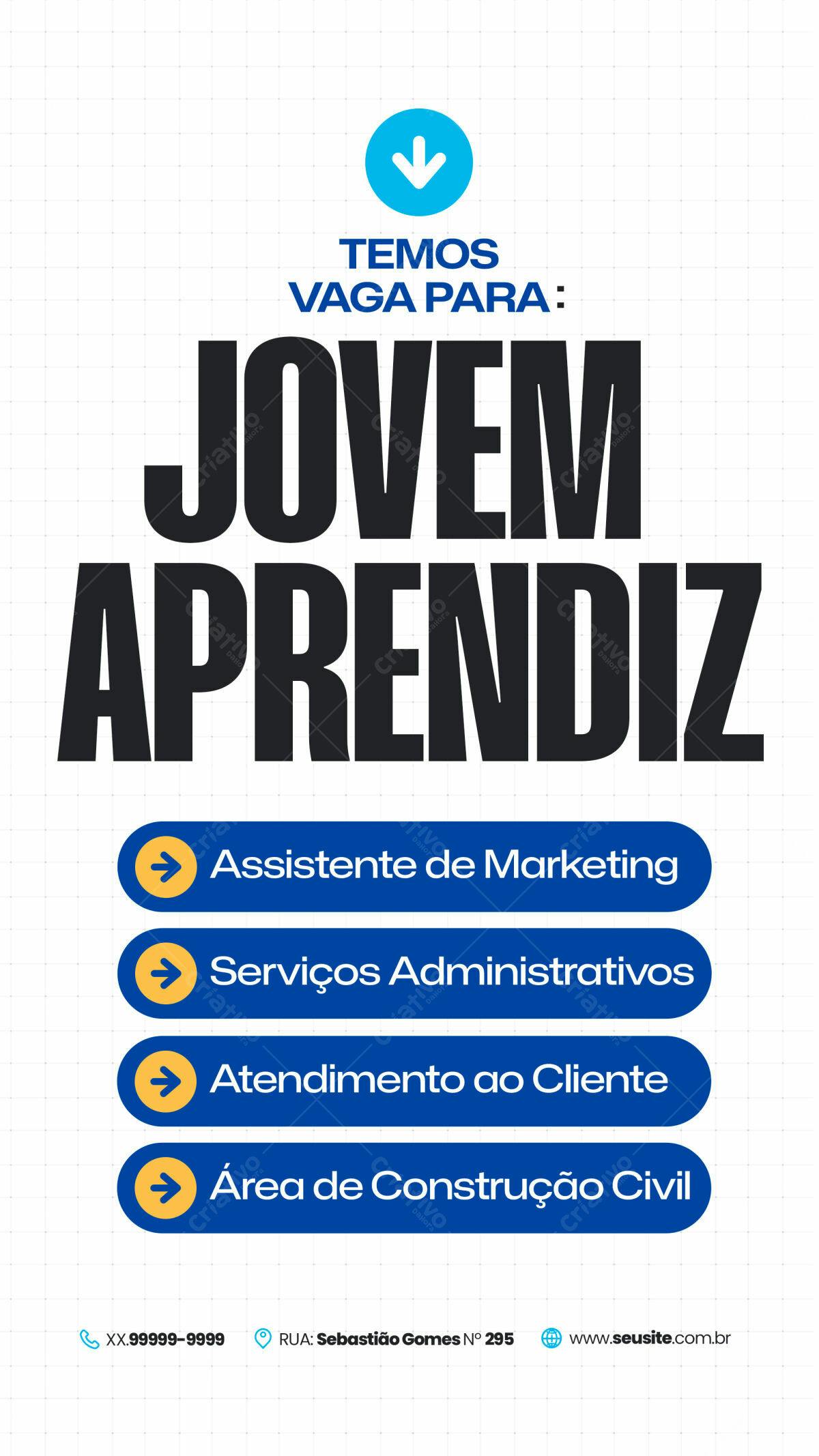 Flyer Vagas Jovem Aprendiz PSD Editável