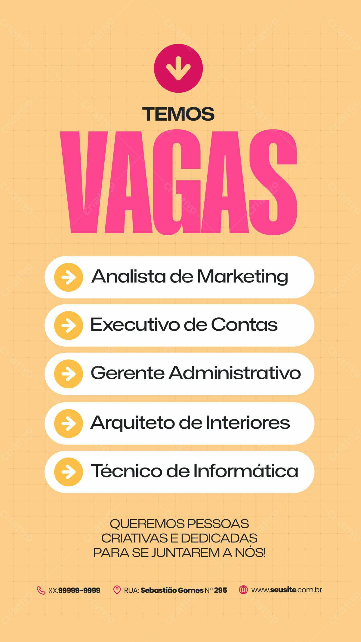 Flyer Vagas de Emprego PSD Editável
