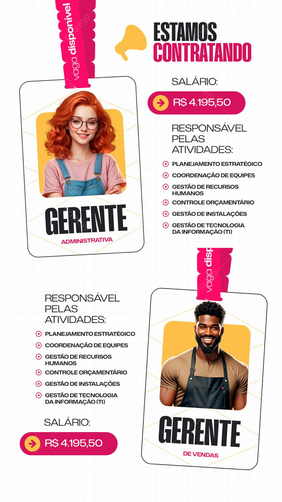 Cartão de Visita para Vagas de Gerente PSD Editável