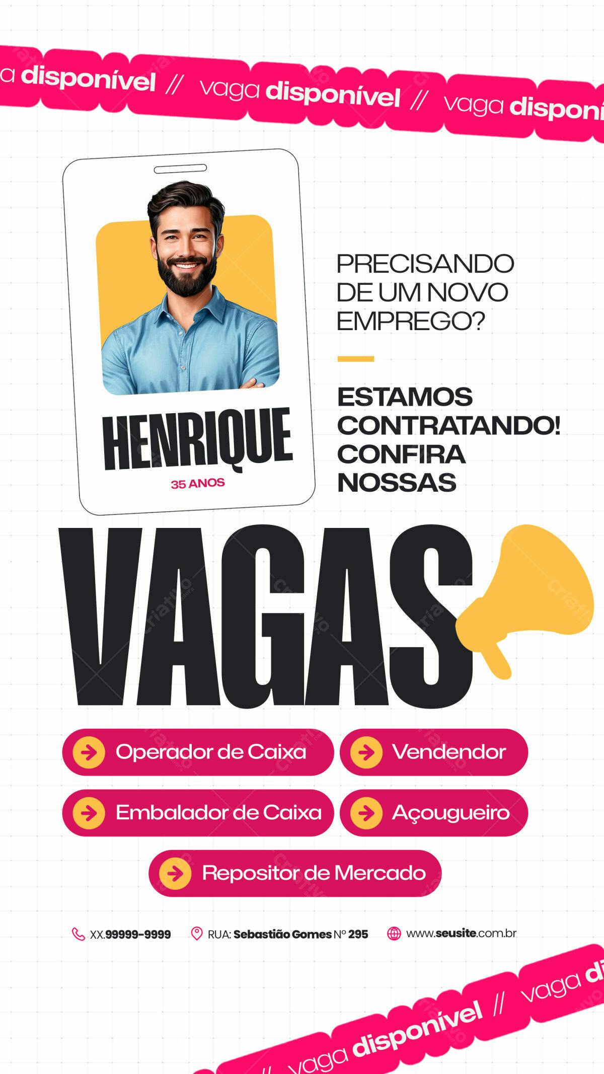 Flyer para Vagas de Emprego PSD Editável