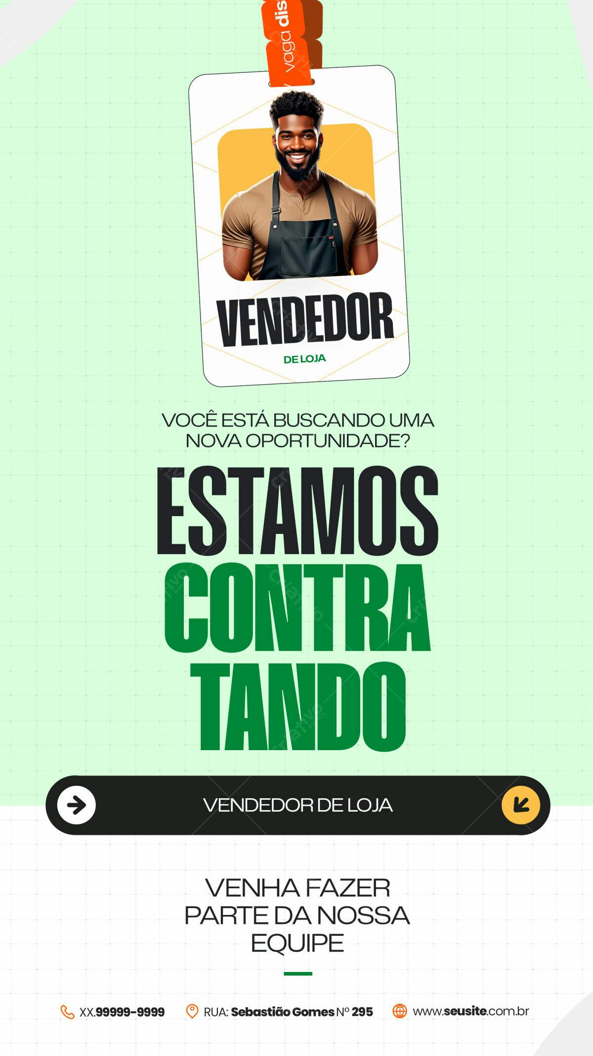 Crachá Vendedor para Recrutamento PSD Editável