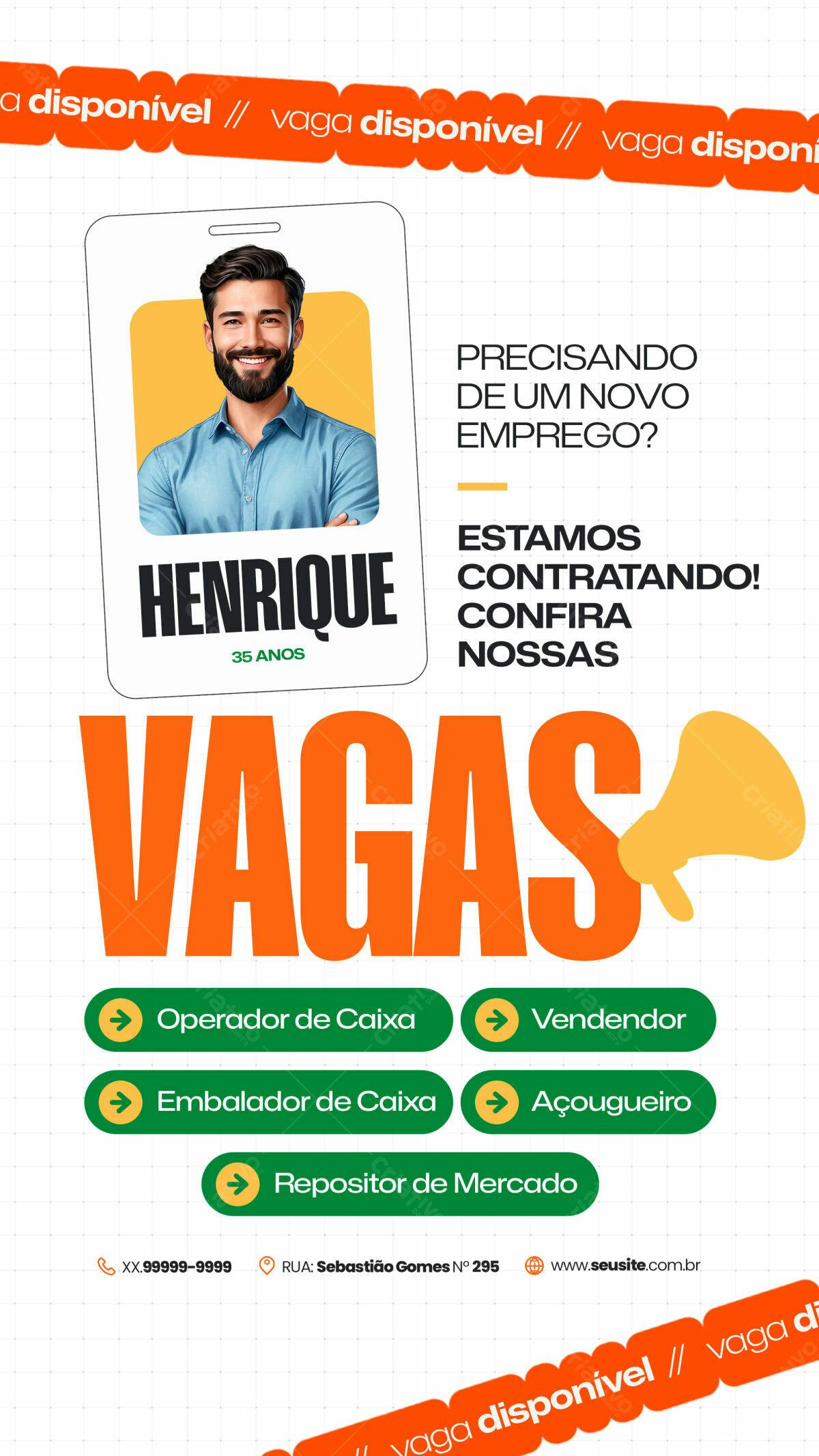 Flyer Vagas de Emprego PSD Editável