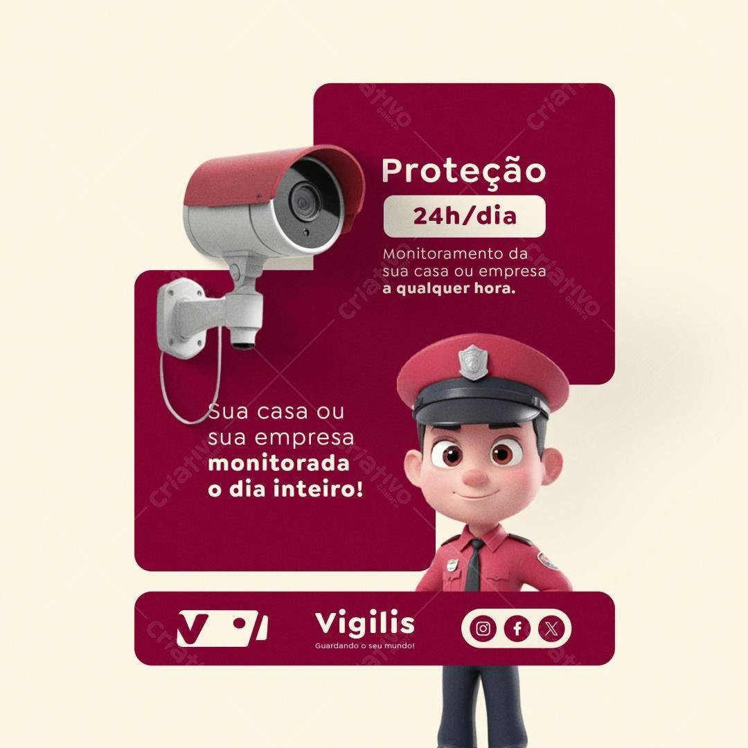 Post para Segurança 24h PSD Editável