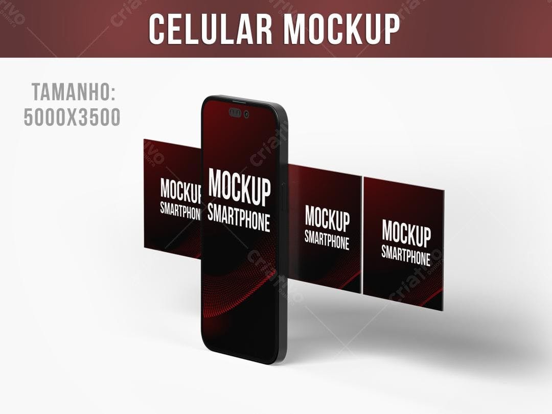 Mockup Smartphone Preto e Vermelho: Modelo Realista
