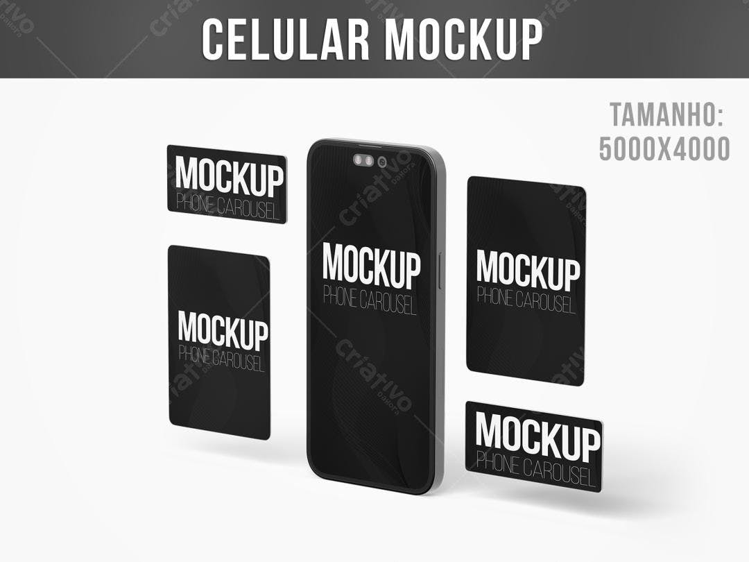 Mockup de Celular Preto com Design Minimalista