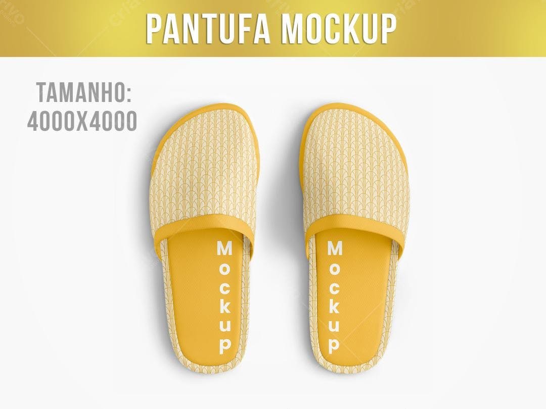 Mockup Pantufas Amarelas com Padrão Geométrico