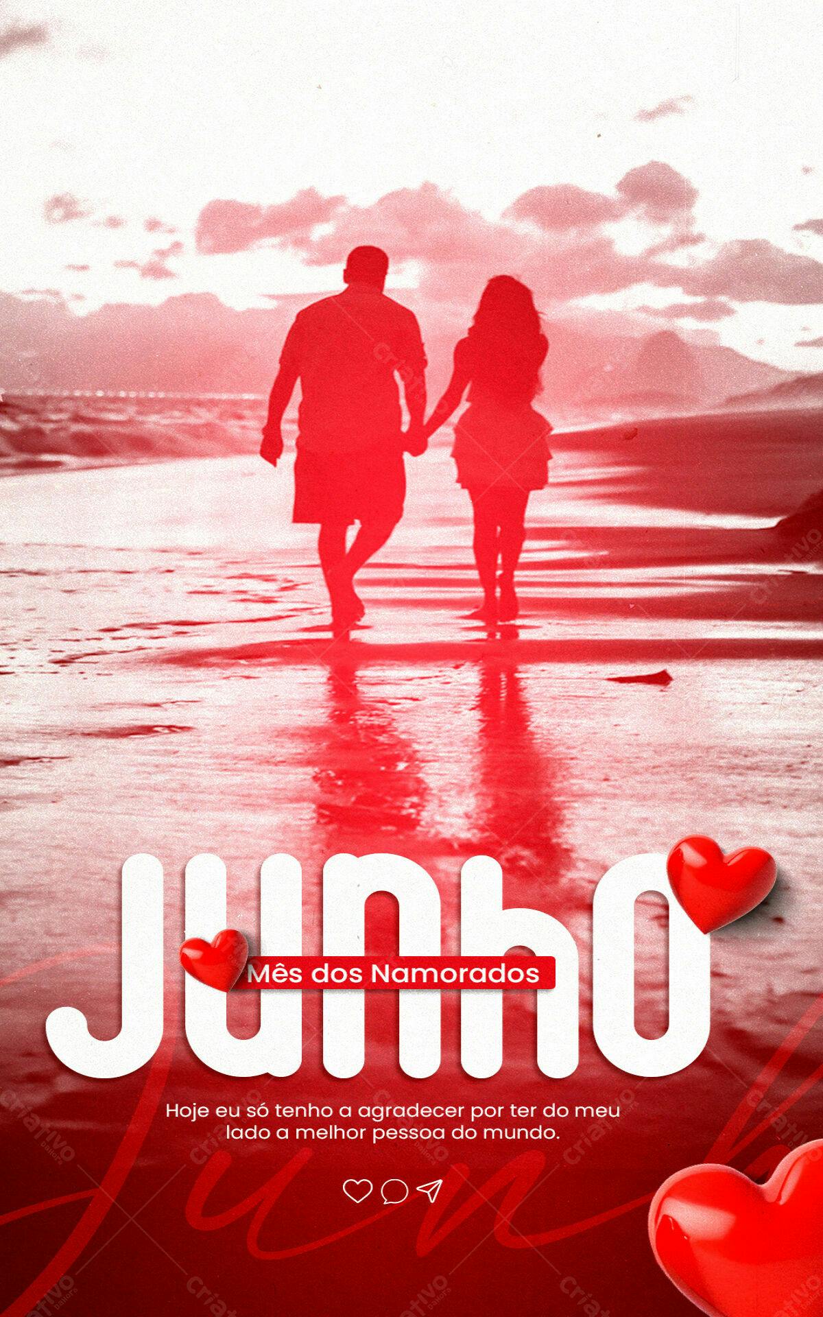 Flyer Dia dos Namorados Vermelho PSD Editável