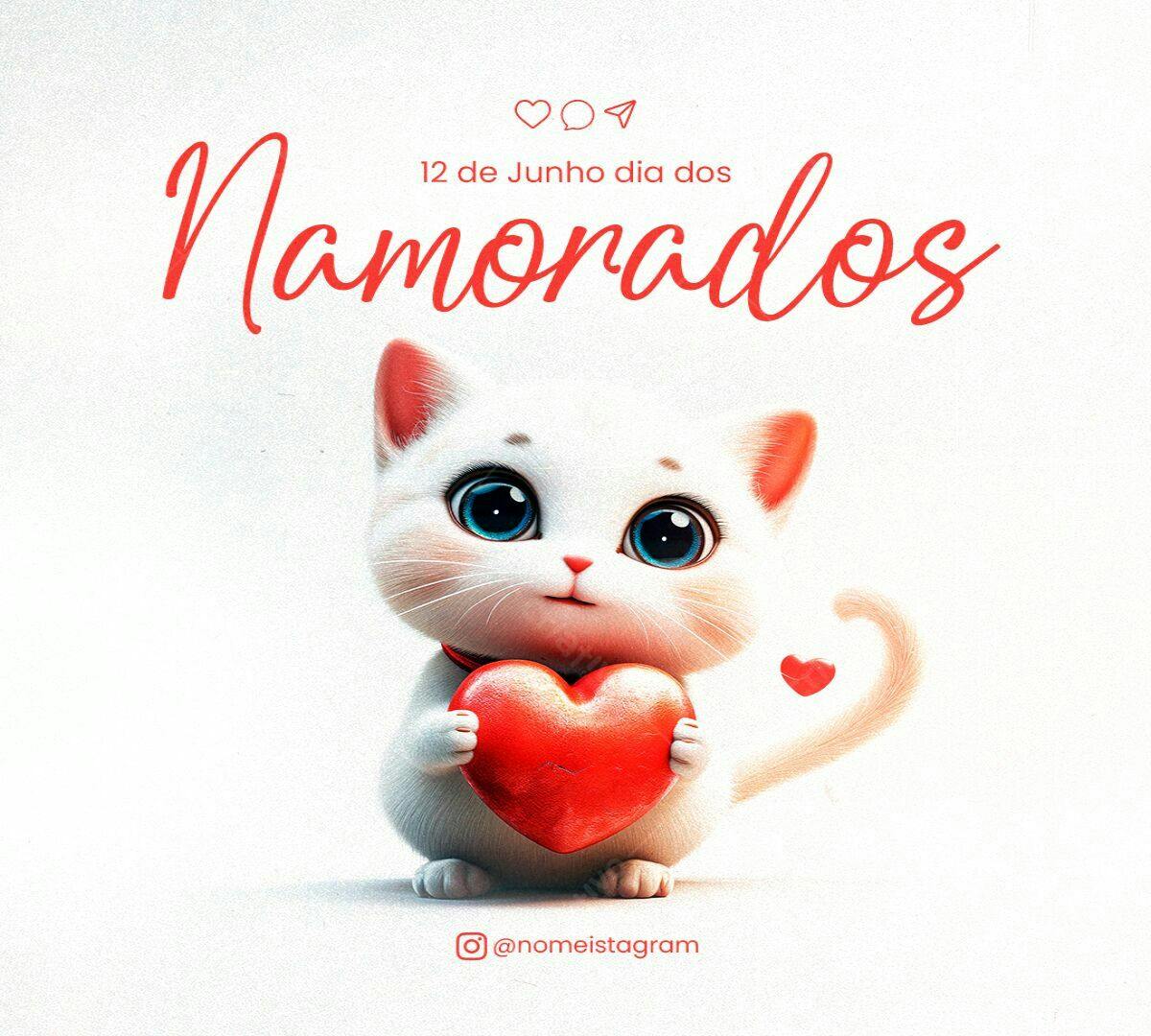 Postagem Dia dos Namorados com Gatinho PSD Editável