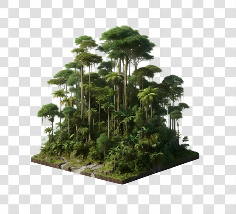 Forest Tree Amazon Plants River Lake 3D 2D C 4D Leaf