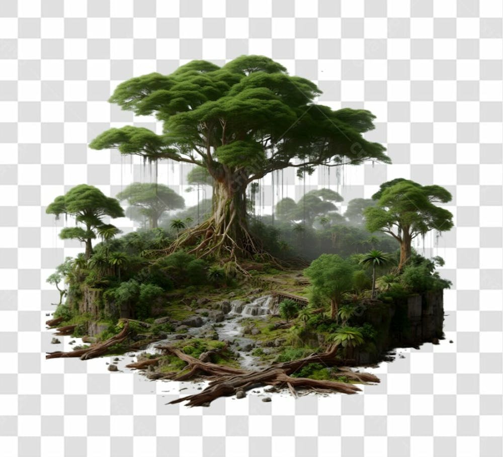 Forest Tree Amazon Plants River Lake 3D 2D C 4D Leaf