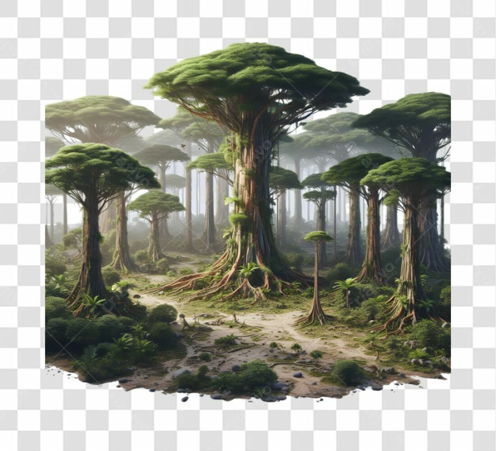 Forest Tree Amazon Plants River Lake 3D 2D C 4D Leaf