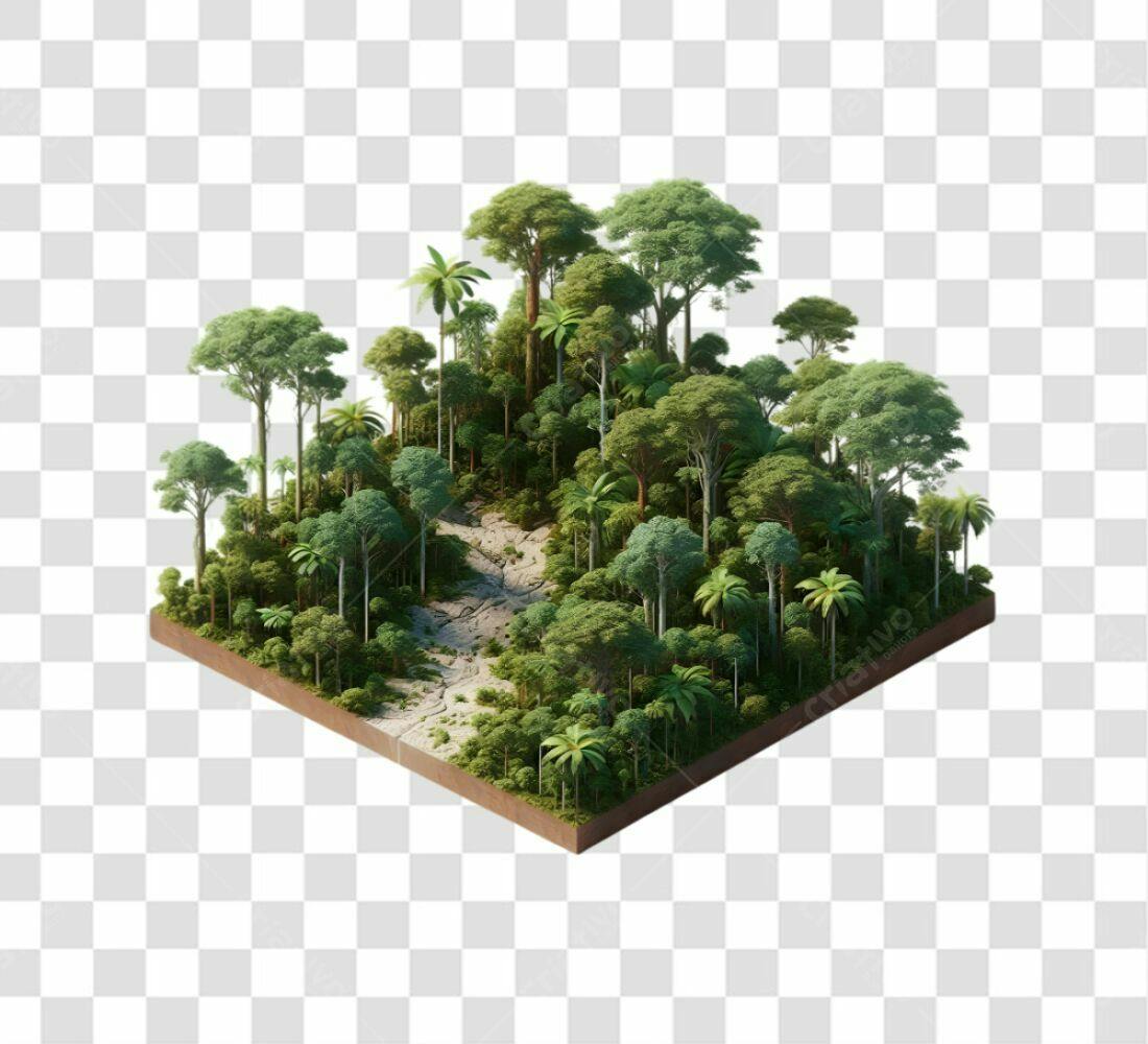 Cenário PNG com fundo transparente Floresta Tropical Isométrica