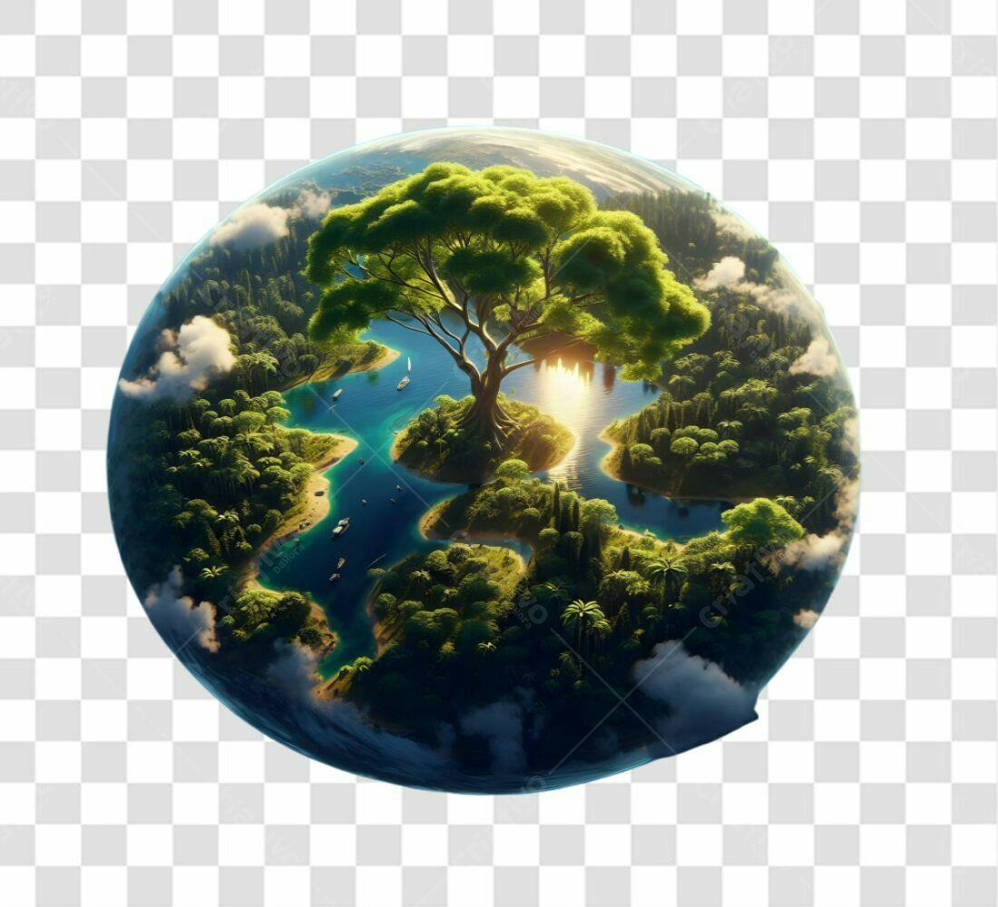 Icone Planeta Verde com Árvore PNG com fundo transparente
