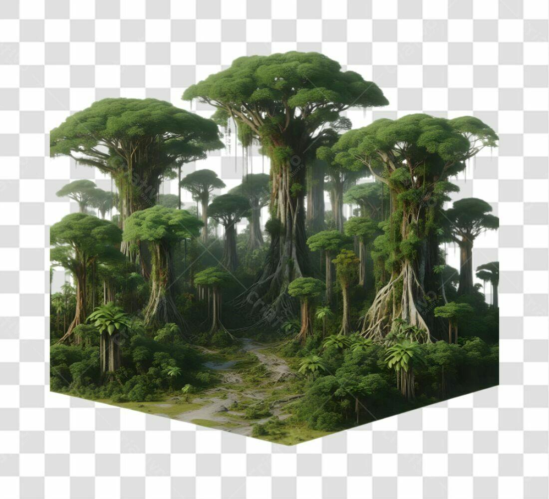 Cenário PNG com fundo transparente Floresta Tropical exuberante