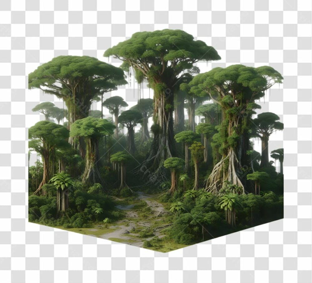 Forest Tree Amazon Plants River Lake 3D 2D C 4D Leaf