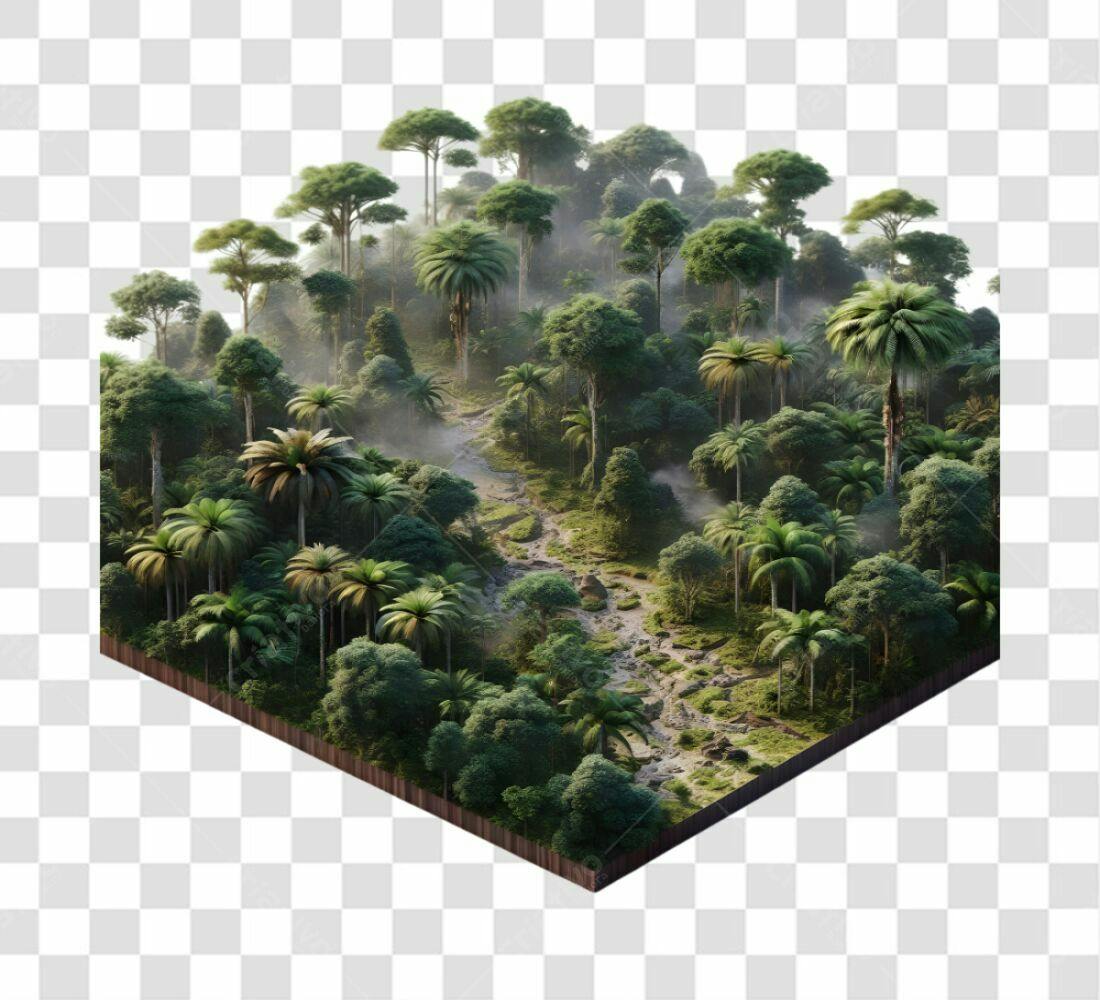 Cenário PNG com fundo transparente Floresta Tropical Isométrica