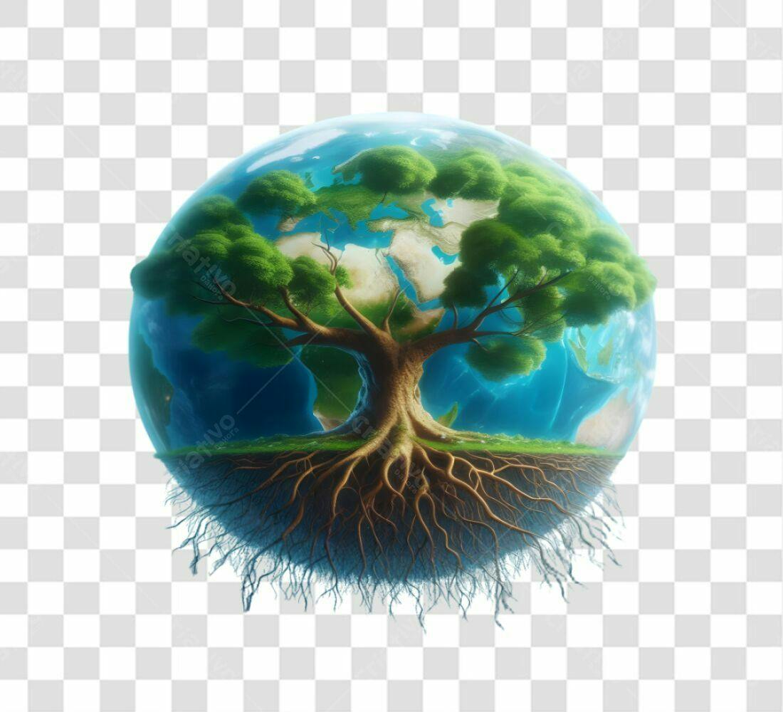 Icone Dia da Terra Árvore e Planeta PNG com fundo transparente