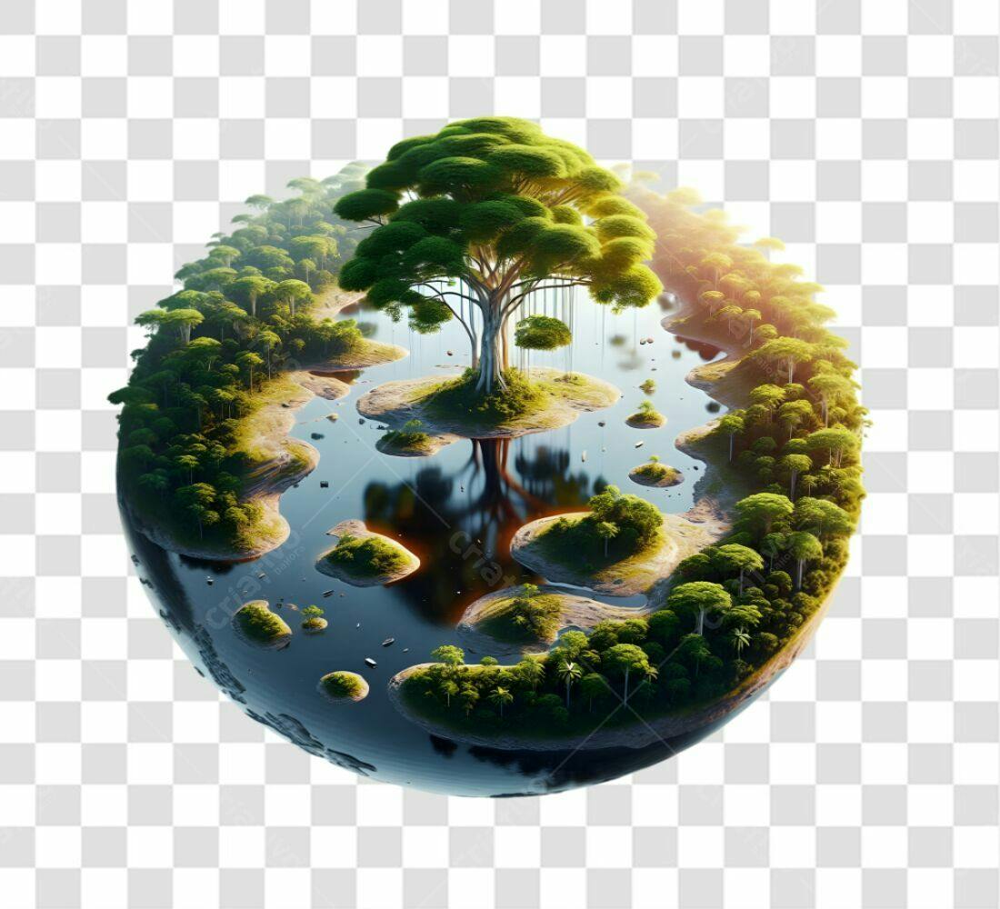 Icone Planeta Verde PNG com fundo transparente