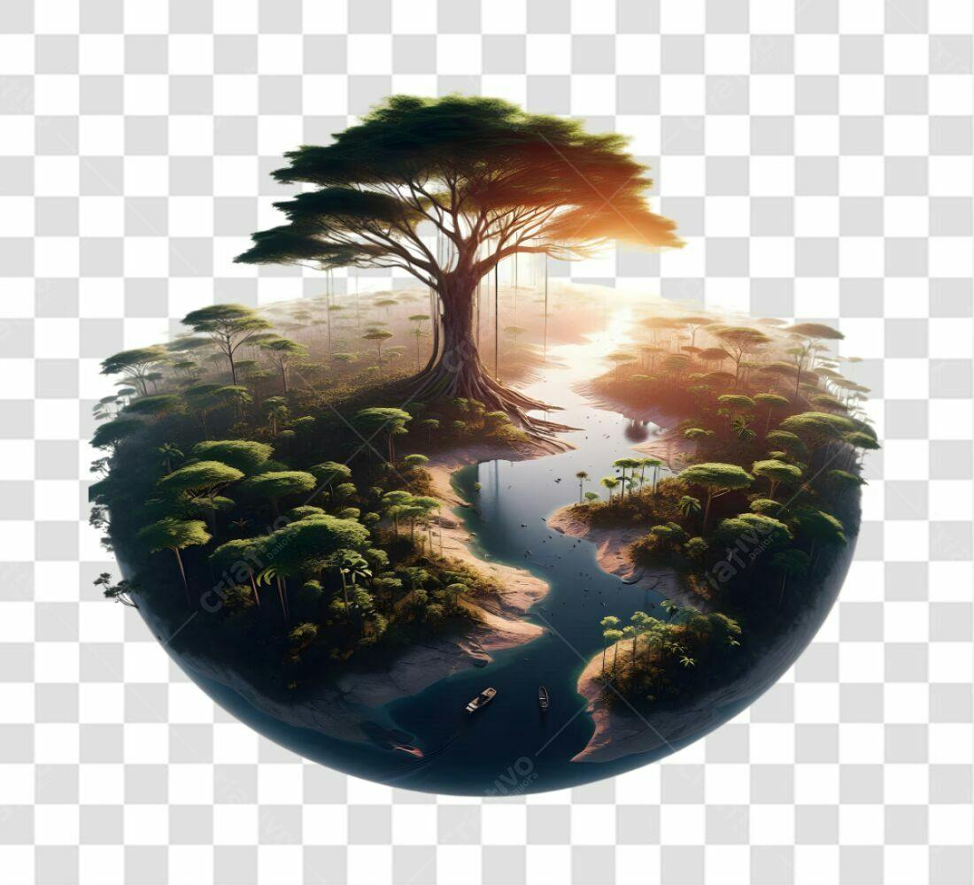 Icone Planeta Verde com Fundo Transparente PNG