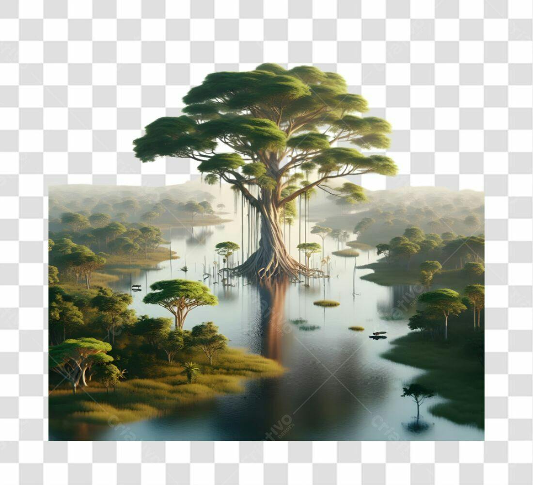 Imagem PNG com fundo transparente Árvore Gigante na Lagoa