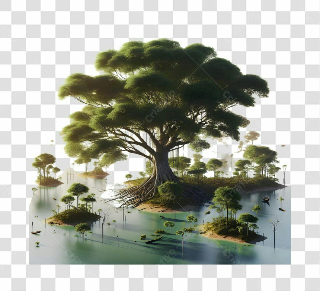 Imagem PNG com fundo transparente Ilha tropical com árvores