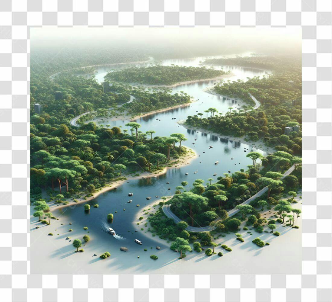 Imagem PNG Rio e Floresta com fundo transparente