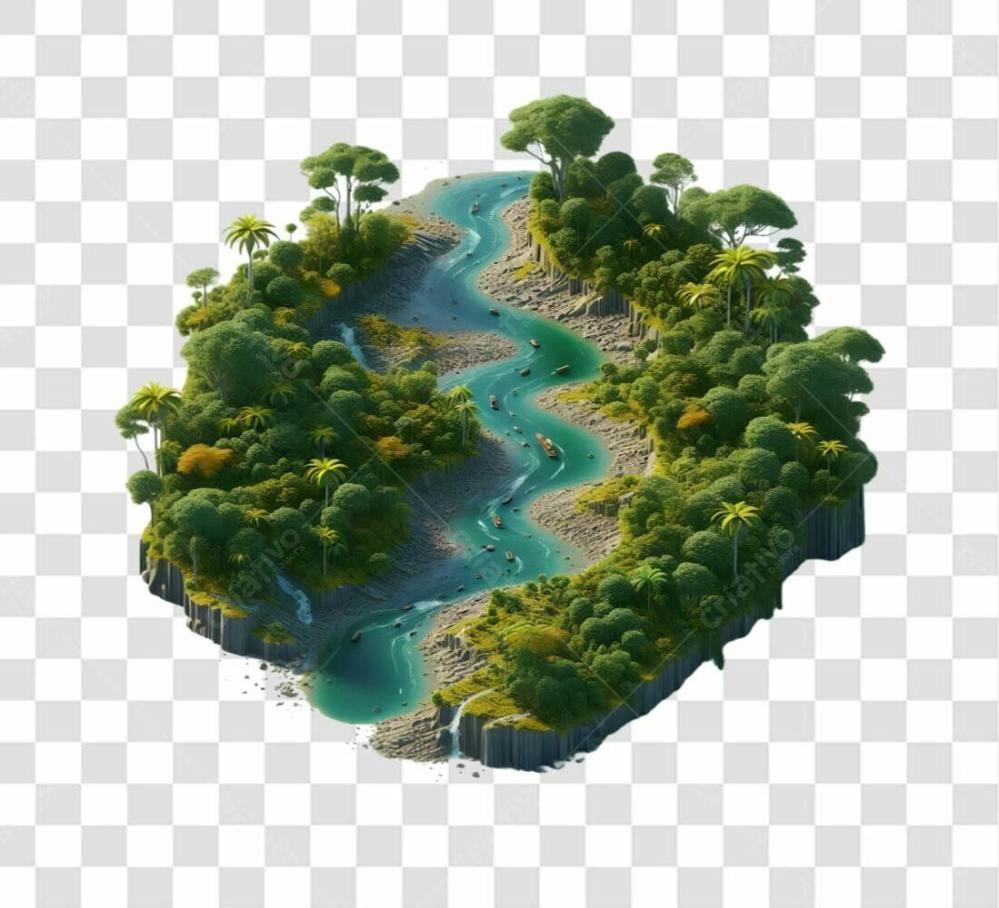 Ilustração PNG com fundo transparente Rio na Selva