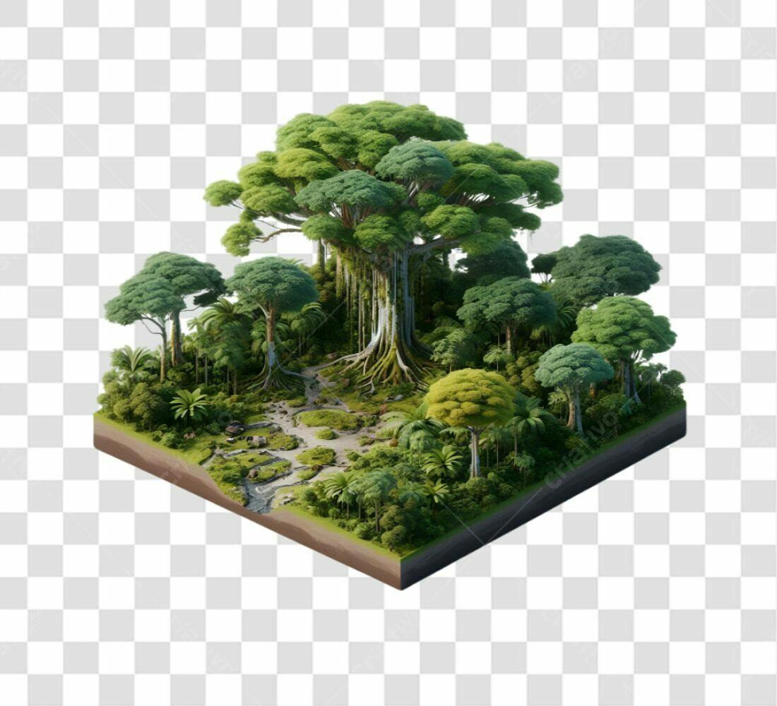 Cenário PNG com fundo transparente Floresta Tropical Isométrica