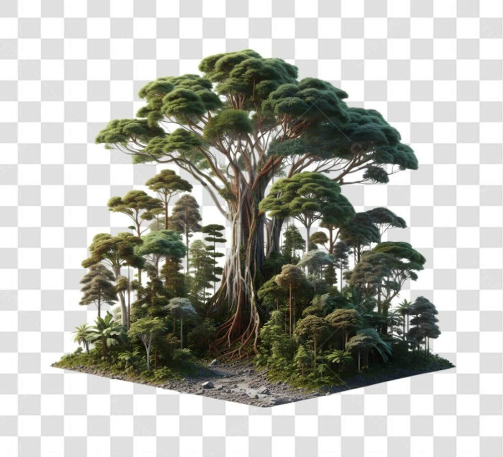 Forest Tree Amazon Plants River Lake 3D 2D C 4D Leaf