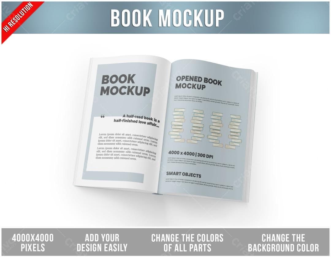 Mockup de Livro Aberto: Design Moderno e Realista