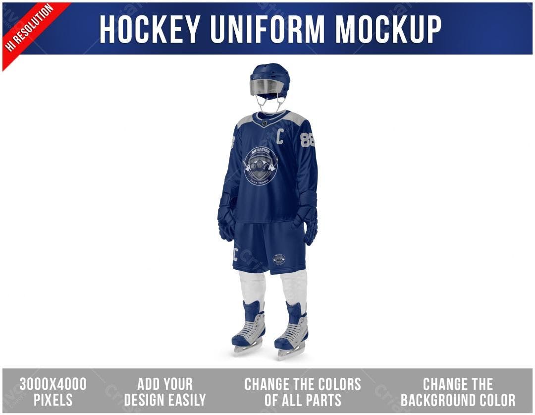 Mockup Uniforme de Hóquei Azul-Marinho Realista