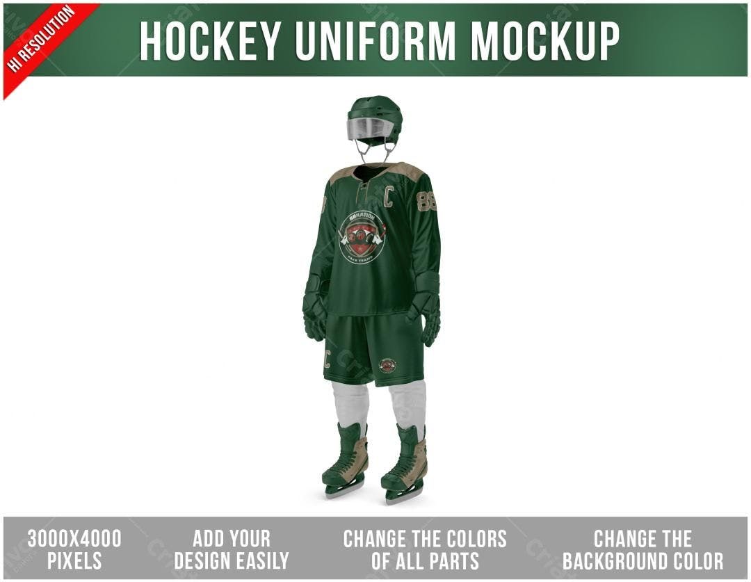Mockup Uniforme Hóquei Verde Militar: Design Realista