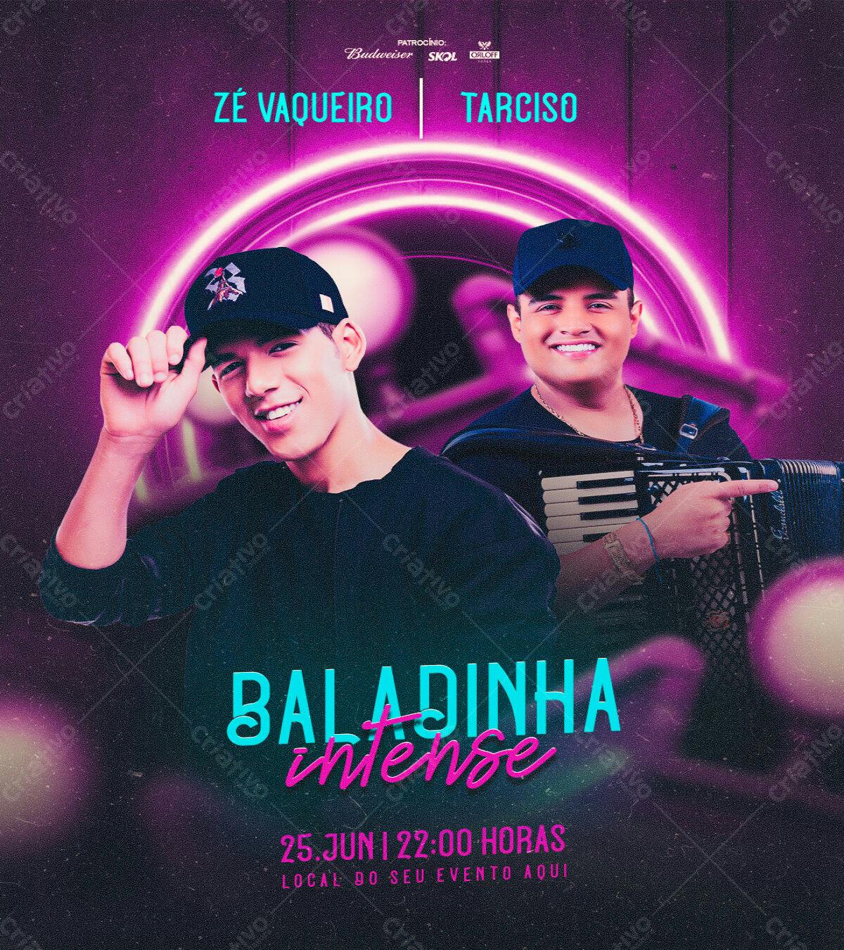 Flyer para Show Zé Vaqueiro e Tarcísio do Acordeon PSD Editável