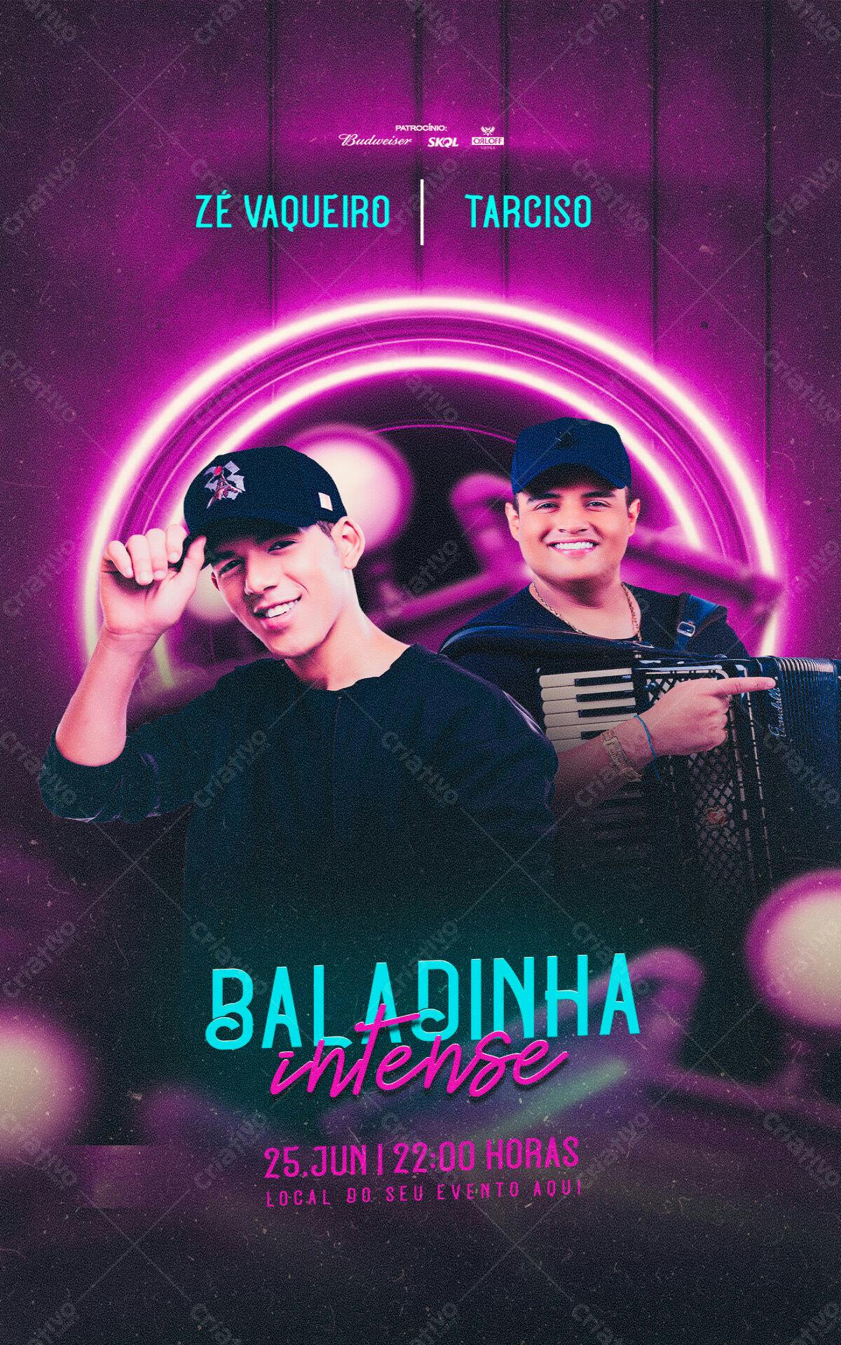 Flyer para Show Zé Vaqueiro e Tarcísio do Acordeon PSD Editável