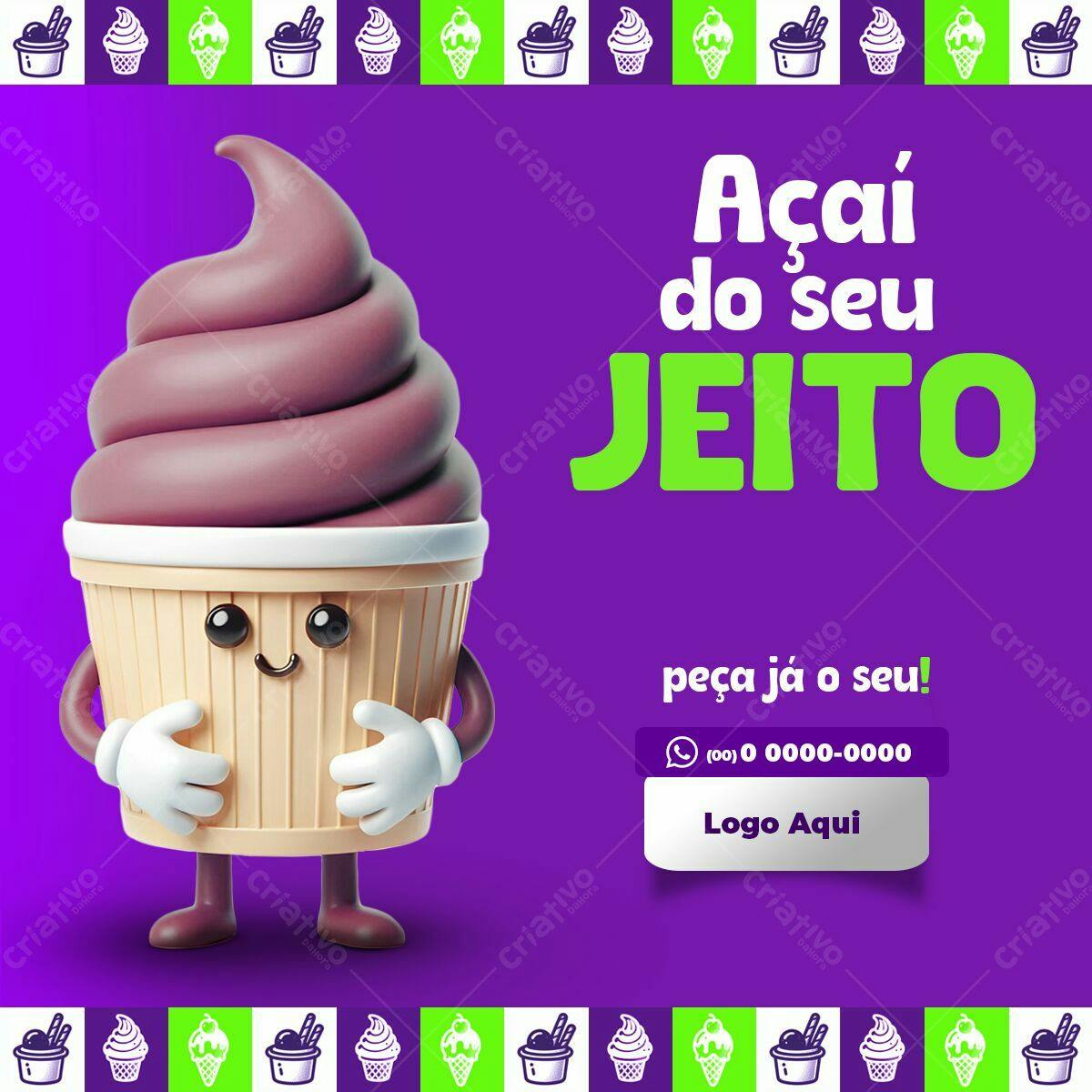 Flyer para Venda de Açaí PSD Editável