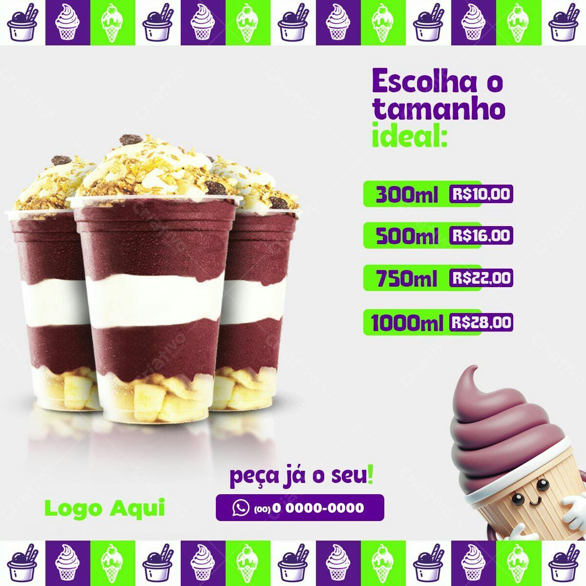 Cardápio Açaí PSD Editável