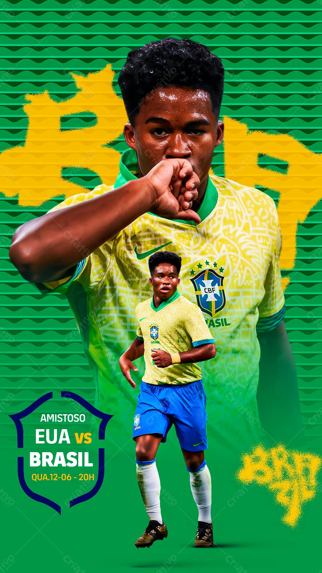 Flyer Amistoso EUA x Brasil PSD Editável