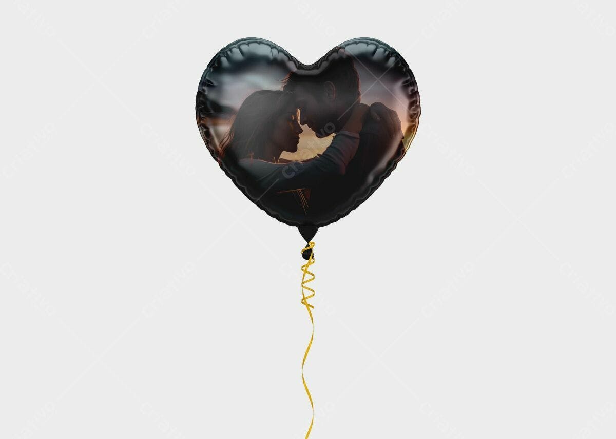 Balão em Formato de Coração para Dia dos Namorados PSD Editável